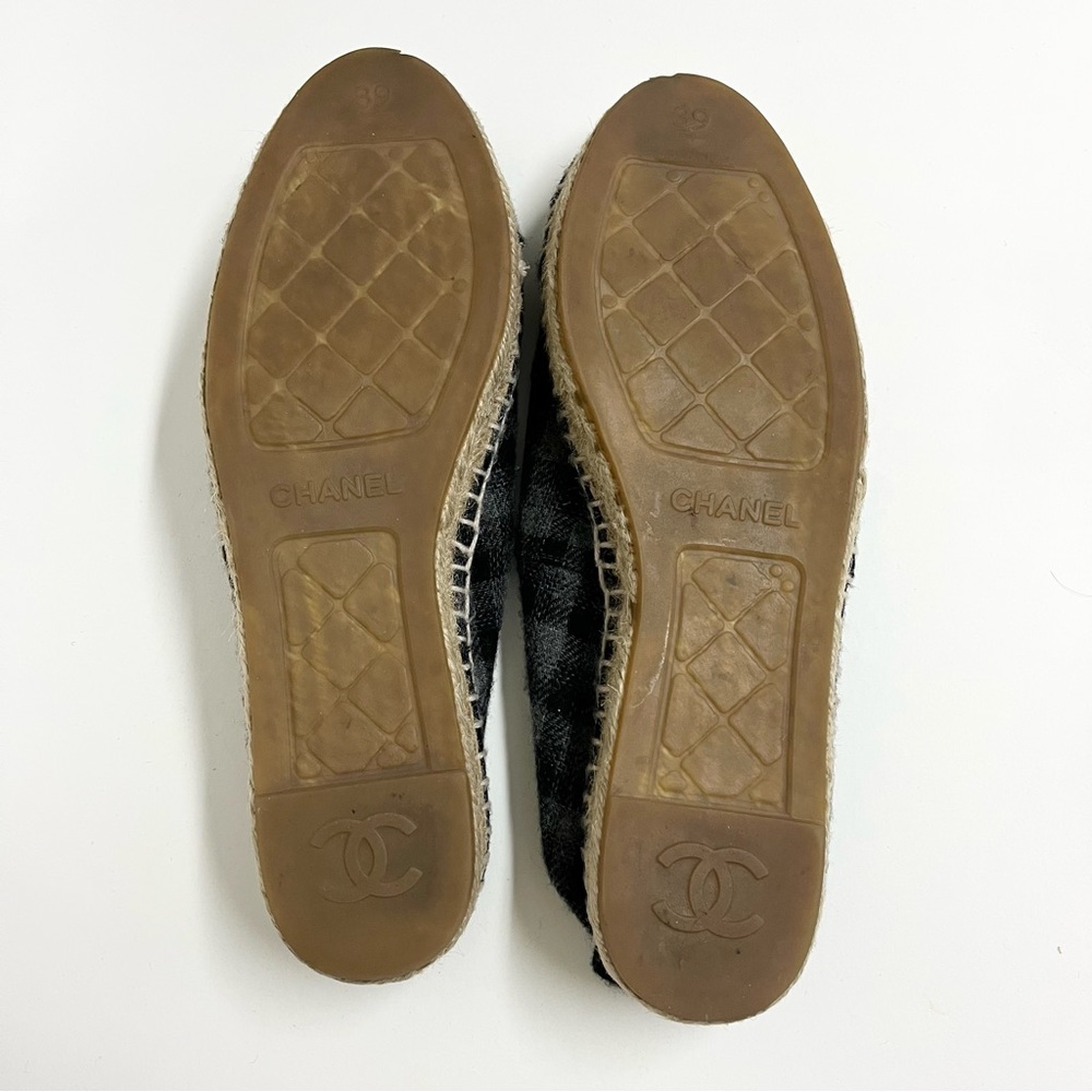 Chanel CC Logo Plaid Wool Espadrilles Size 39 - Picture 7 of 12